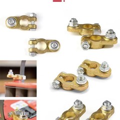 Universal Brass Battery Terminal Connectors, Top Post Boat RV Vehicles (1 Pair)