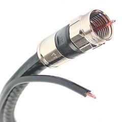 RG6 OUTDOOR DIRECT BURIAL COAXIAL CABLE WITH MESSENGER & INSTALLED F-CONNECTORS