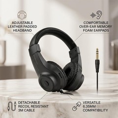 6.5mm Over Ear Wired Stereo Headphones Studio Monitoring Recording Headset N0M6