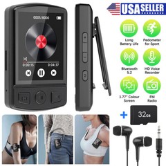 MP3 Player 32GB HiFi Lossless Sound Bluetooth Clip Music Voice Recorder FM Radio