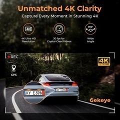 NEW Gekeye M800 4K+1080P Dual Dash Cam Front Rear WiFi GPS 64GB Night Vision