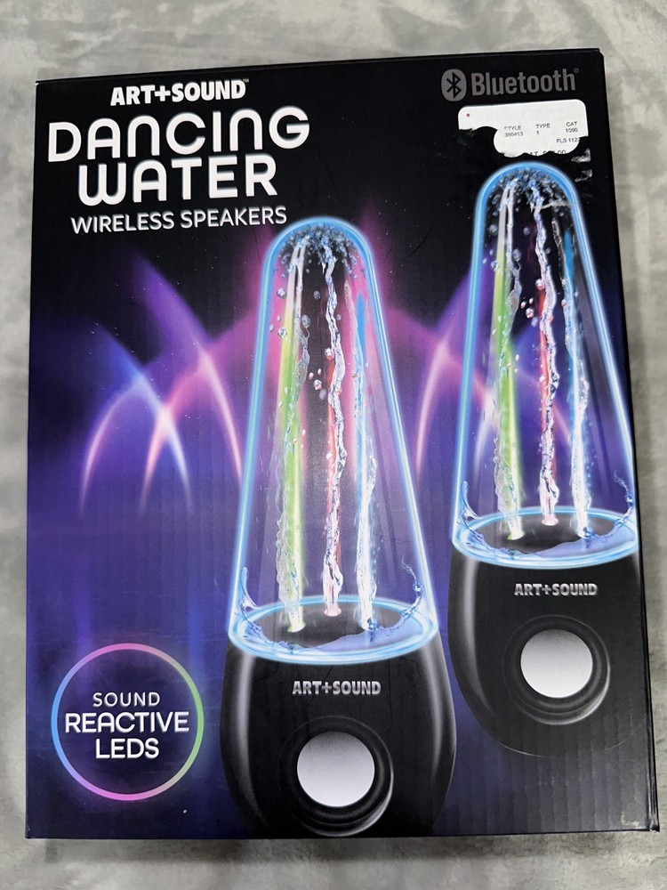 Art + Sound Dancing Water Bluetooth Wireless Speakers LED Light Show New Box