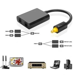 Optical Toslink Digital Splitter Adapter 1 In 2 Out Dual Port Audio Cable Fiber