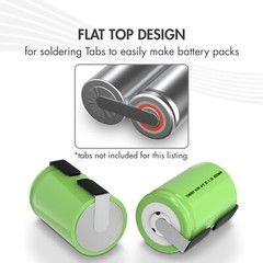 Tenergy 4/5 Sc Sub C 2000mAh High Capacity NiMH Battery Flat Top With/No Tabs
