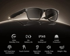 WeariQ Smart UV400 Polarized Bluetooth Sunglasses, IPX4 Waterproof, Touch Contr…