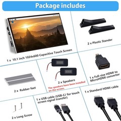 Geeekpi 10.1 Inch Capacitive Touchscreen Display 1024X600 Ips Lcd Dual-Speaker