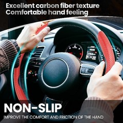 Universal Car Carbon Fiber Steering Wheel Cover Anti-Skid, Butterfl Color: re