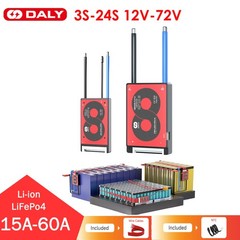 Daly BMS 3S-16S 12V 24V 36V 48V 60V 15A-60A Li-ion LiFePo4 BMS w/Balance&NTC lot