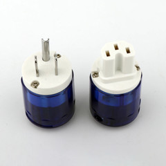 Pair Gold/Rhodium Plated US AC Audio Mains Plug IEC C15 HiFi Power Wire Connetor