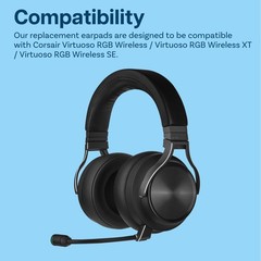 Replacement Ear Pads for Corsair Virtuoso RGB Wireless/XT – PU Leather Black
