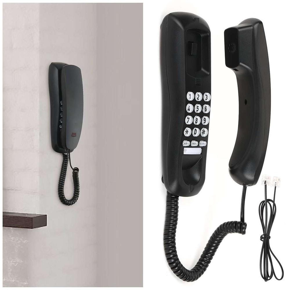 Landline Phone Corded Phone For Home Office Desk Wall Mount Telephone, Black,US