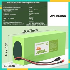 H HAILONG 36V 48V 52V 12Ah 20Ah 30Ah Li-ion Battery for 200-2000W motor