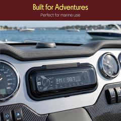 Pyle Water Resistant Marine Stereo Cover – Smoke Colored Heavy Duty Boat Radio P