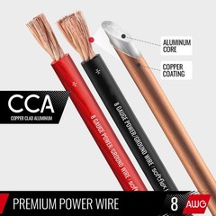 8 Gauge Automotive Power and Ground Wire Kit, 25ft Black/Red Cables
