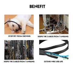 Black Self Wrapping Braided Split Wire Loom Cable Sleeve Harness Protector Lot