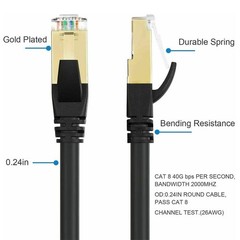 Cat 8 Ethernet RJ45 Cable Super Speed 40Gbps Patch LAN Network Cable 6.5-49 FT