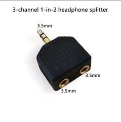 1 Male to 2 Female Gold Plated 3.5mm Y Audio Splitter Headphone Adapter Black Y