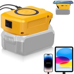 For Dewalt 20V Batteries Wireless Charger Adapter W/2-Port USB Type-C Port