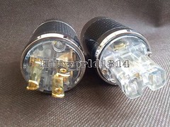 1Set Pure copper Rhodium Plated US AC Power Plug IEC Female HIFI Carbon Fiber
