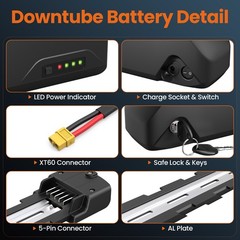E-bike battery 60V 20Ah with 50A BMS Down Tube Lithium Rechargeable Battery