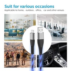 3 Pack 6FT LED Fast Charge Cable 8 Pin USB Cord for Apple iPhone 8 X XR 11 12 13