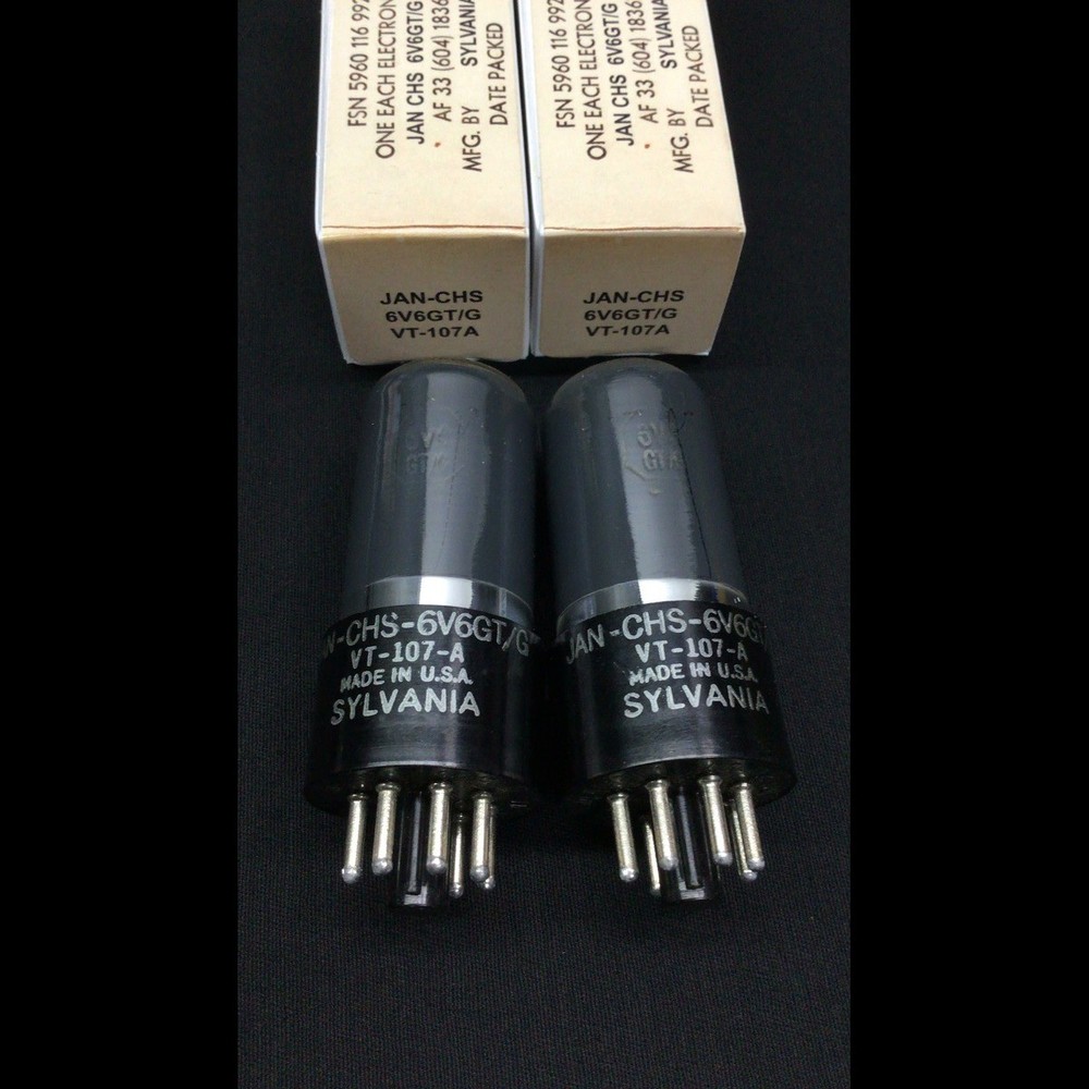 GREAT PAIR SYLVANIA JAN CHS 6V6GT VT 107A Amplifier Vacuum Tubes TESTED D.9362