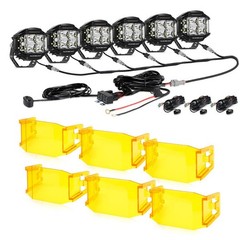 6X AUXBEAM 4” LED Work Driving Light Pods Ditch Fog Dual Side Shooter Amber DRL