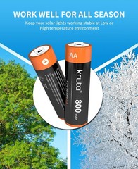 8Pack NiMH AA Rechargeable Batteries 1.2V 800mAh for Solar & Household Use