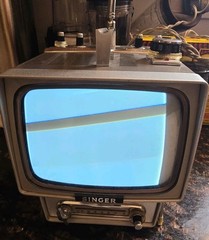 Vintage Singer Model TV-6U Mini Portable Television with Case & Some Accessories