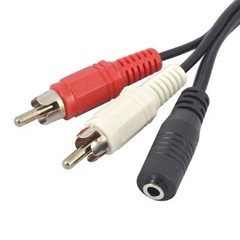 3.5mm Stereo Female Mini Jack to 2 Male RCA to Headphone Plug Adapter Y-Cable