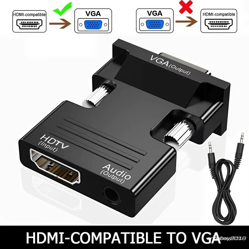 HDMI Female to VGA Male Converter with Audio Adapter for PC Laptop Projector