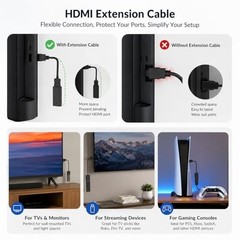 1.5ft 4K HDMI Extender, Short HDMI Extension Cable 2.1 4K@30Hz/ 1.5ft (0.5m)