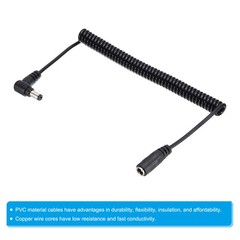 5Ft 5.5mm x 2.1mm Male to Female Right Angle DC Power Coiled Cable Cord 1pcs