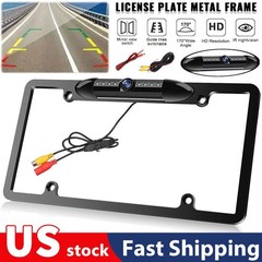 NEW License Plate Metal Frame Rear View Backup Camera CMOS HD LED Night Vision