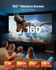 VEVOR Projector Screen 150 inch 16:9 4K 1080 HD Wall Mounted Projection Screen