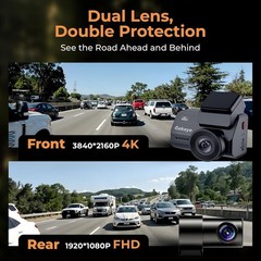 NEW Gekeye M800 4K+1080P Dual Dash Cam Front Rear WiFi GPS 64GB Night Vision