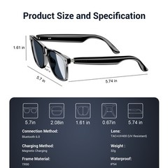 2in1 Photochromic Smart Glasses Sunglasses Bluetooth 6.0 Speaker Calling Music