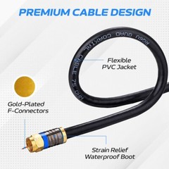 RG6 QUAD Shield Coax Cable Black TV Antenna Satellite 3ft-100ft Multi-Pack Lot