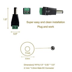 20PAIRS 12V Male+Female 2.1×5.5MM DC Power Jack Plug Adapter Connector for CCTV