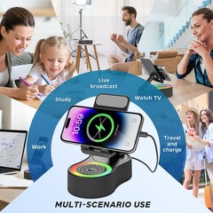 GMOX 5-in-1 Bluetooth Speaker Phone Stand Holder 4000mAh Power Bank LED Light