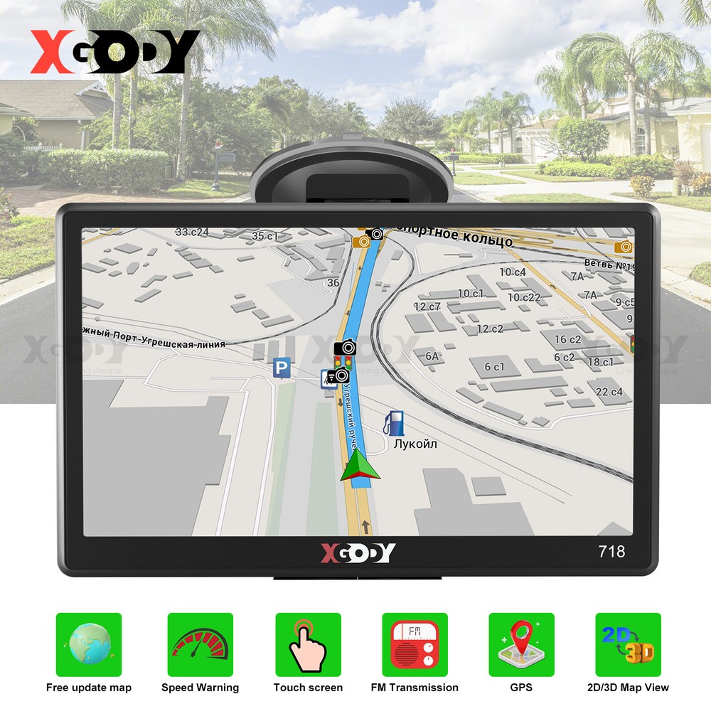 XGODY 7″ Car Truck GPS Navigation Sat Navi Lifetime Free Smart 3D America Maps
