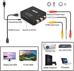 RCA AV to HDMI HD Converter Composite CVBS Audio Video Adapter Wii NES SNES