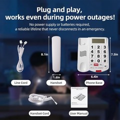 Corded Phone With Caller ID, Big Button Phone For Visually Impaired Seniors,