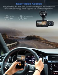 4K WiFi GPS Dual Dash Cam 3″ Screen 2160P+1080P Car Camera Night Vision G-Sensor