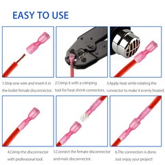 100PCS Electrical Heat Shrink Male & Female Spade Wire Connectors Terminals Set