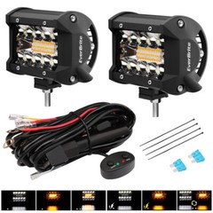 EverBrite 2PCS 4 Inch 60W Led Pods Off Road Light Pods White Amber Strobe 6 Mode