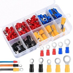 102 Pcs Disconnect Electrical O Ring Crimp Terminals Black, blue, red, yellow