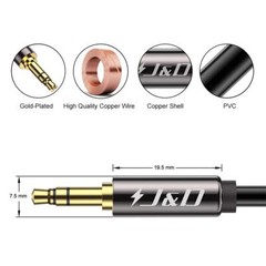 3.5mm Male To Male Auxiliary Audio Cable Gold Plated copper Shell heavy Duty