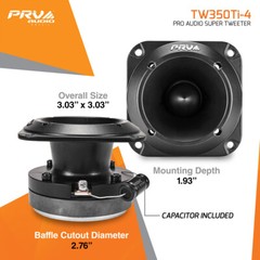 2x PRV 240 Watts Car Audio 3″ Super Tweeter TW350Ti-4 Bullet 4 Ohms Titanium