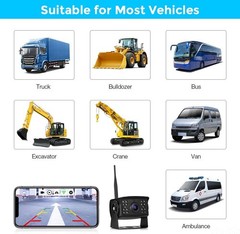 WiFi Wireless Car Truck RV Trailer Rear View Backup Camera 720P For iOS Android